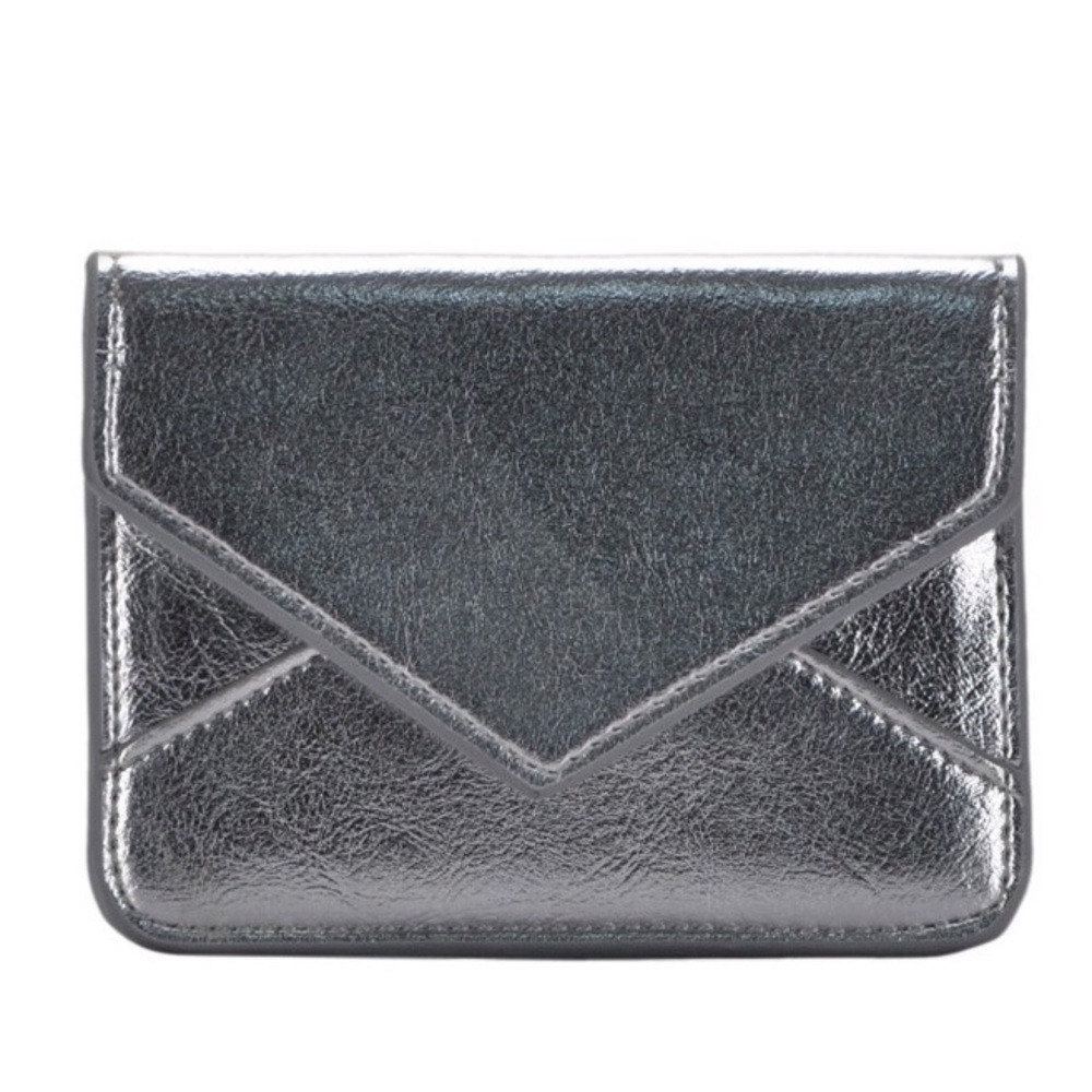 Metallic Silver Vegan Leather Card Holder